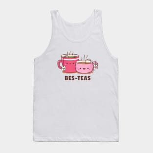 Cute Teacups Bes-Teas Besties Pun Humor Tank Top